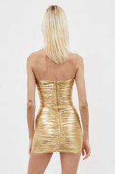 Corin gerafftes Metallic-Minikleid